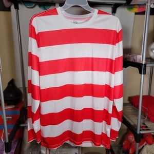 Where's Waldo? LS Tee Red & White Stripe "silk-like" - Size 2XL